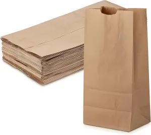 Kraft Paper Bags - 2 lb (4 x 2.5 x 8 inch) Paper Bags - Brown Paper Lunch Sandwich Bags for Bake Sales, Grocery, Retail, Candy, Farmers Market and Takeout (500)