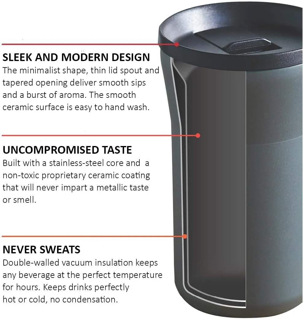 KYOCERA 12 oz Ceramic Coated Tumbler with Lid - Dark Gray