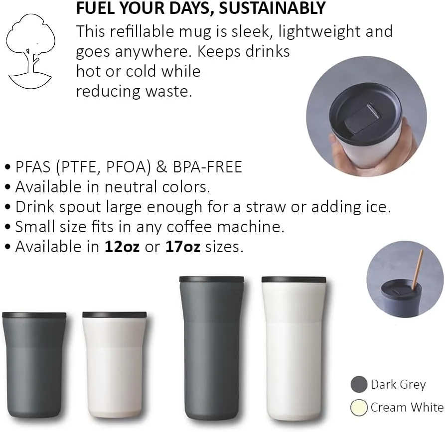 KYOCERA 12 oz Ceramic Coated Tumbler with Lid - Dark Gray