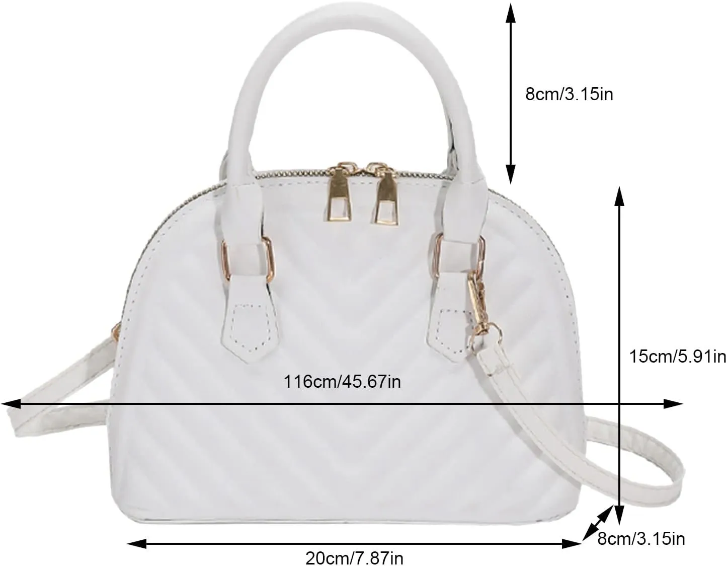 Ladies Fashion Solid Color Leather Versatile Handbag Double Zipper Messenger Bag Canvas Messenger (White, One Size)