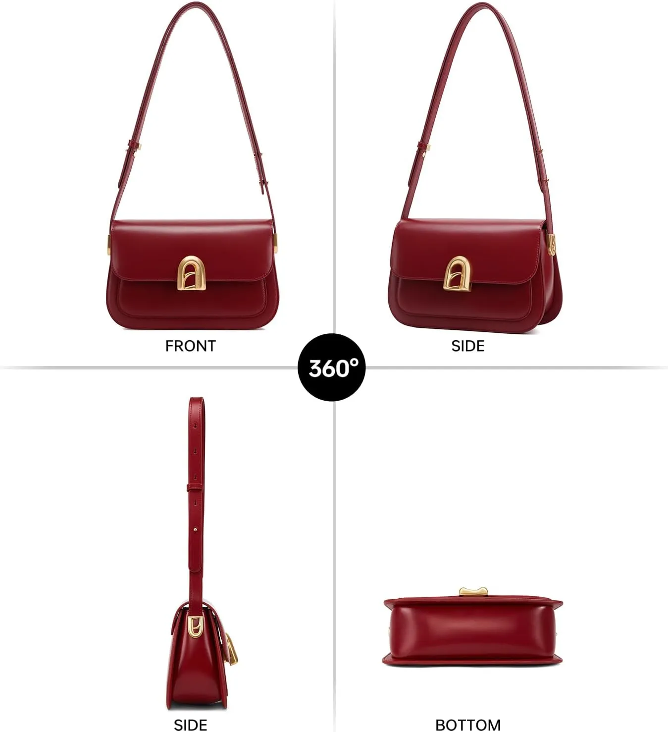 LAFESTIN Split Leather Shoulder Bag For Women with Adjustable Strap, Crossbody Purses For Women, Designer Inspire Handbags