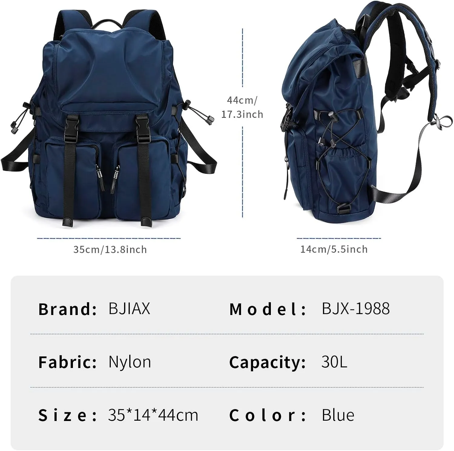 Laptop Backpack for Men & Women, Functional Stylish Vintage Backpack, 30L Waterproof College Work Commuter Travel Backpack Fits 15.6 Inch Tablet, Notebook (Blue)