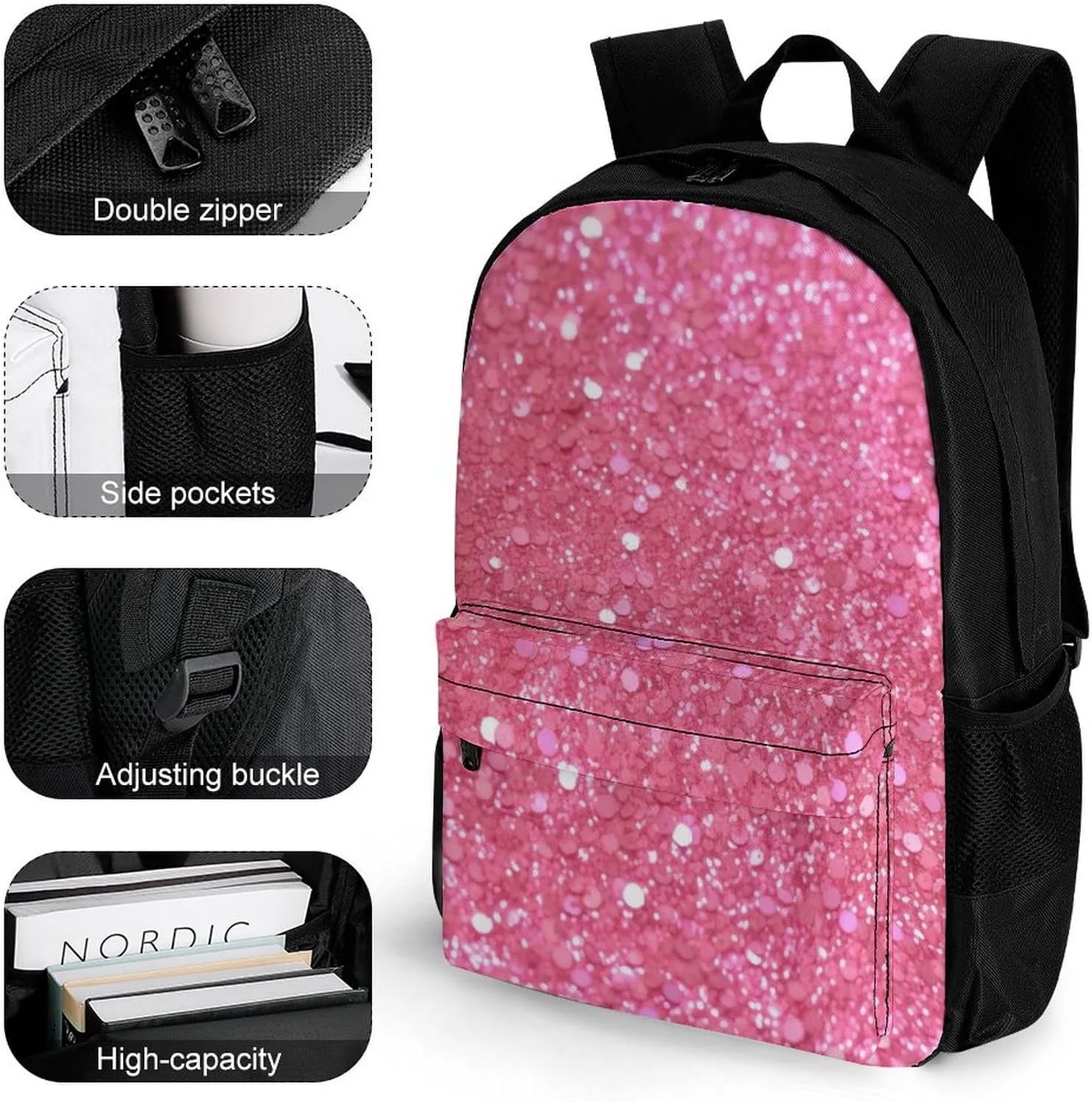 Laptop Backpack for Women Men Daypack Sparkling Glitter Backpacks Computer Bag Travel Laptop Bag Casual Work Bag