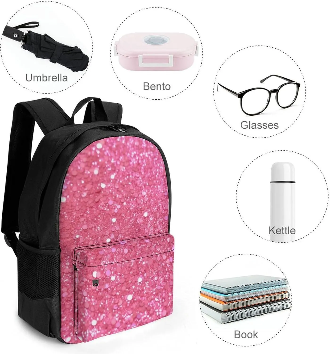 Laptop Backpack for Women Men Daypack Sparkling Glitter Backpacks Computer Bag Travel Laptop Bag Casual Work Bag