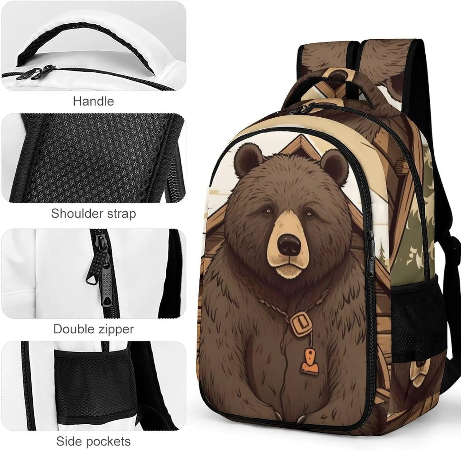 Laptop Backpack for Women Men Daypack Waterproof Rustic Lodge Bear Computer Bag Business Work Bag for Travel