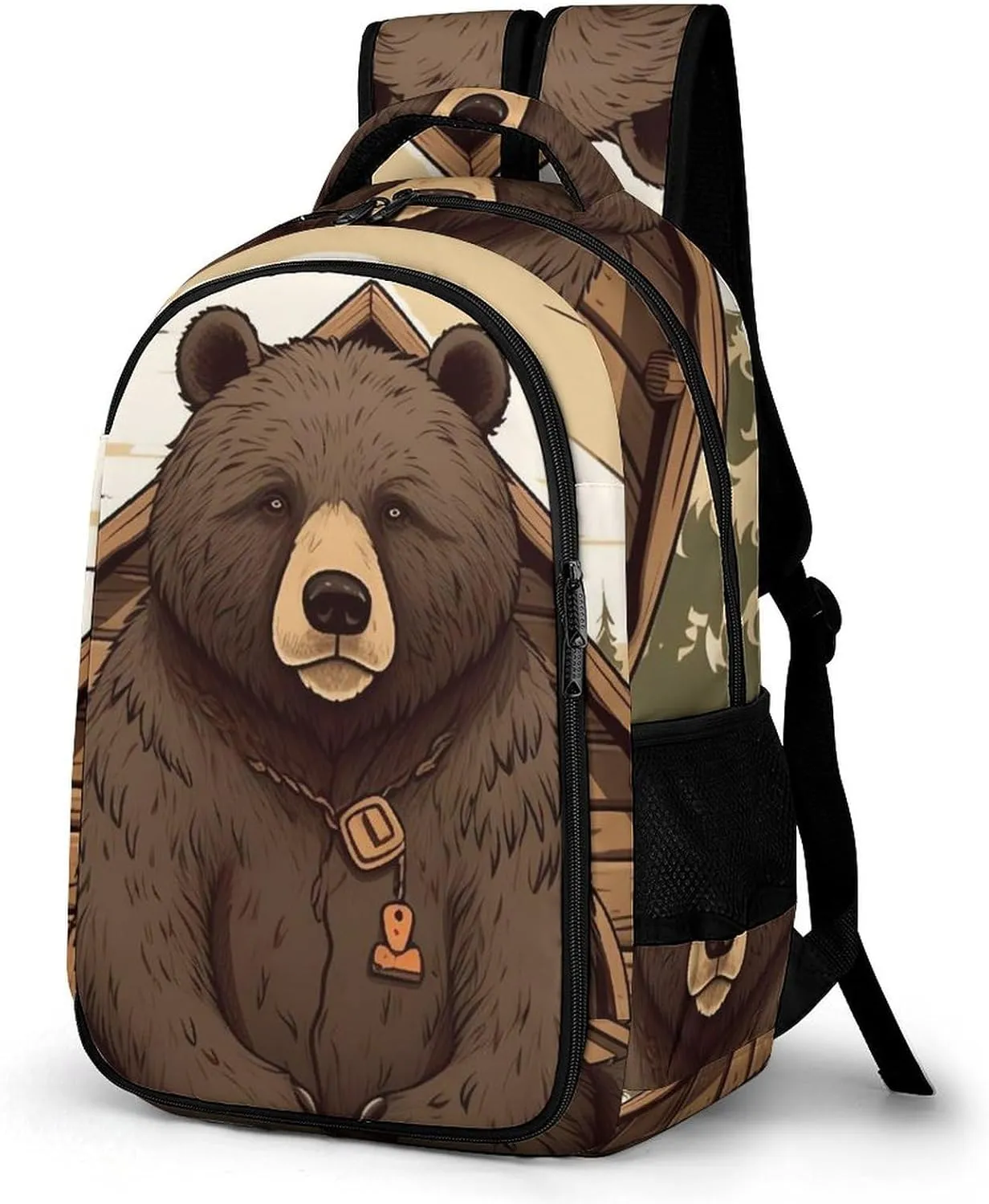 Laptop Backpack for Women Men Daypack Waterproof Rustic Lodge Bear Computer Bag Business Work Bag for Travel