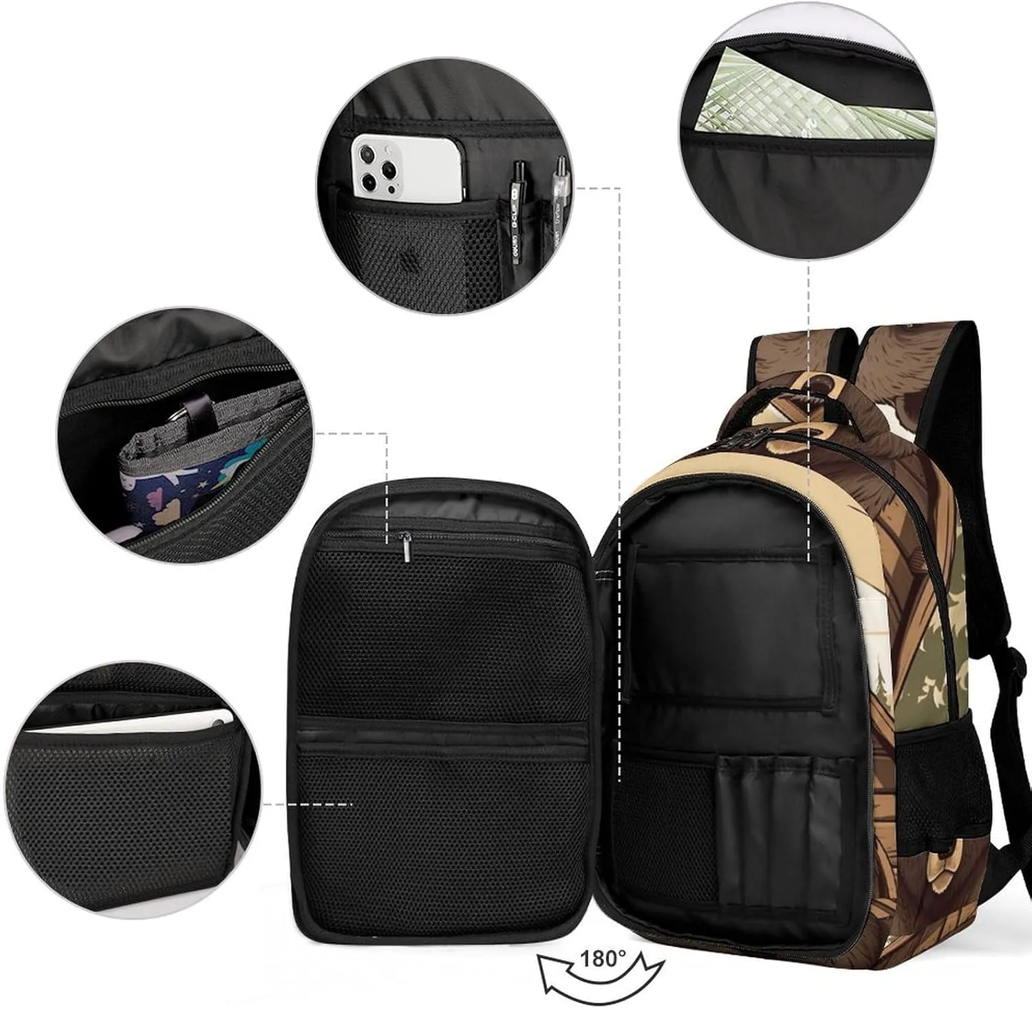 Laptop Backpack for Women Men Daypack Waterproof Rustic Lodge Bear Computer Bag Business Work Bag for Travel