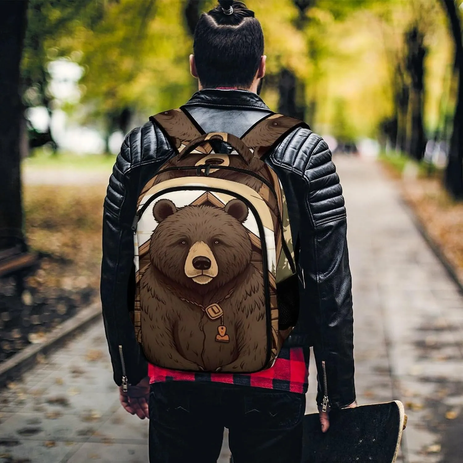 Laptop Backpack for Women Men Daypack Waterproof Rustic Lodge Bear Computer Bag Business Work Bag for Travel