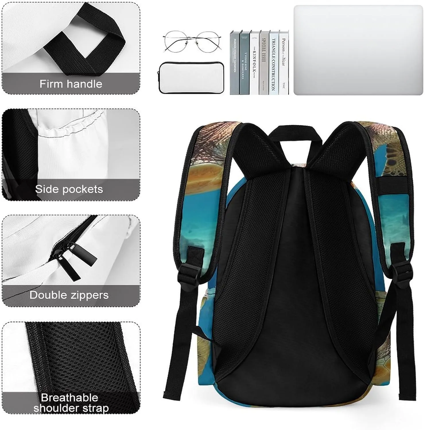 Laptop Backpack for Women Men Daypack Waterproof Sea Turtle Computer Bag Business Work Bag for Travel