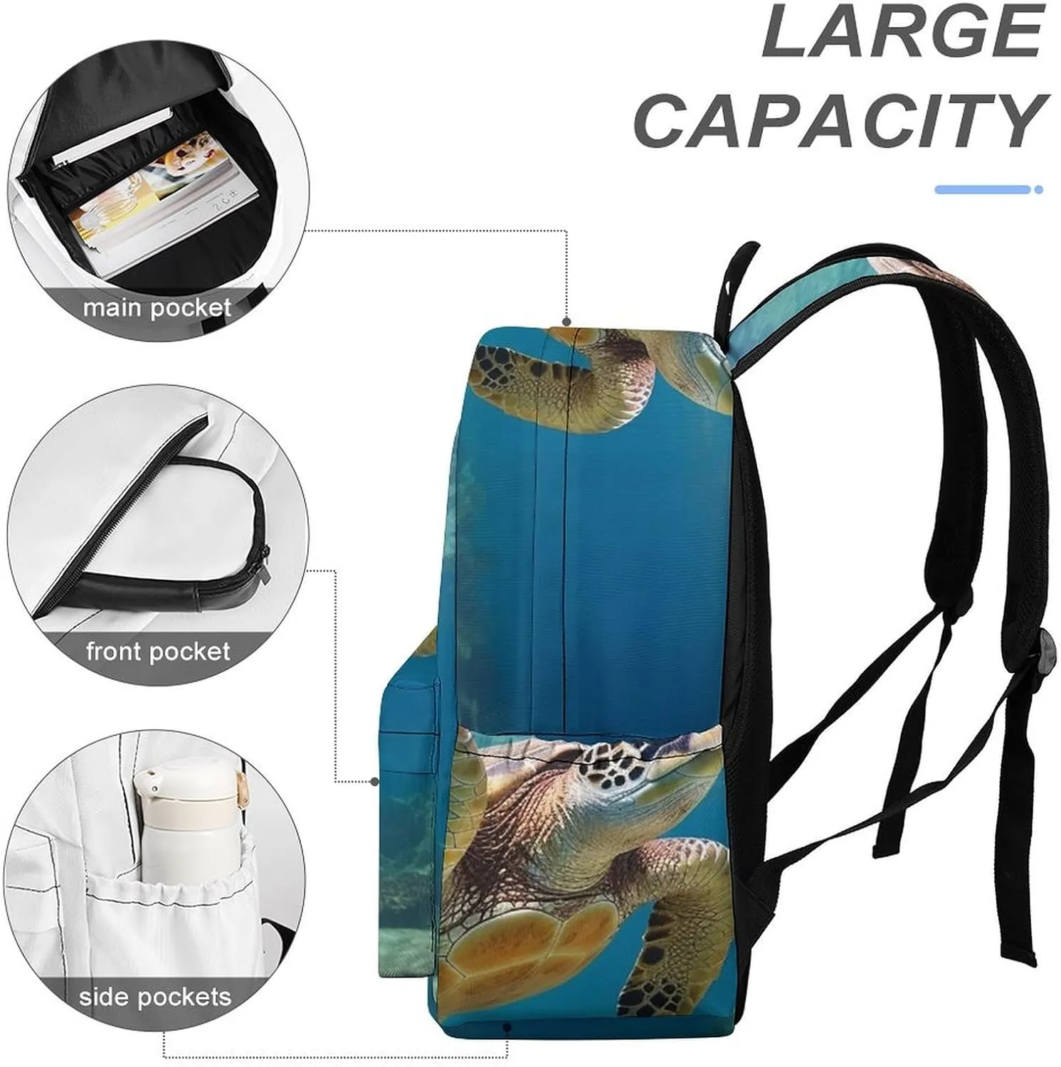 Laptop Backpack for Women Men Daypack Waterproof Sea Turtle Computer Bag Business Work Bag for Travel