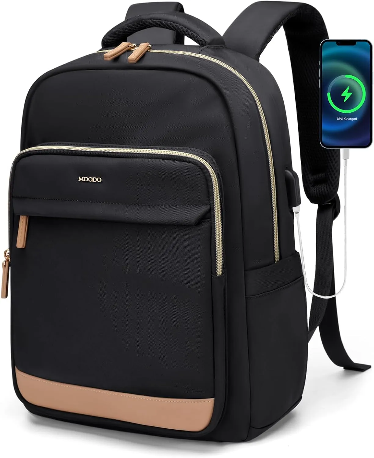 Laptop Backpack for Women,Travel Backpack with Laptop Compartment,Casual Daypack College Bookbag Computer Work Backpack, Black