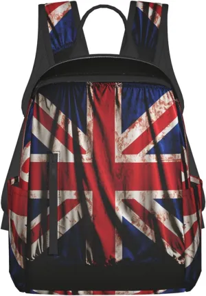 Laptop Backpack Lightweight Hiking Backpack British flag on black background Weekender Bag Travel Daypack for Women Men