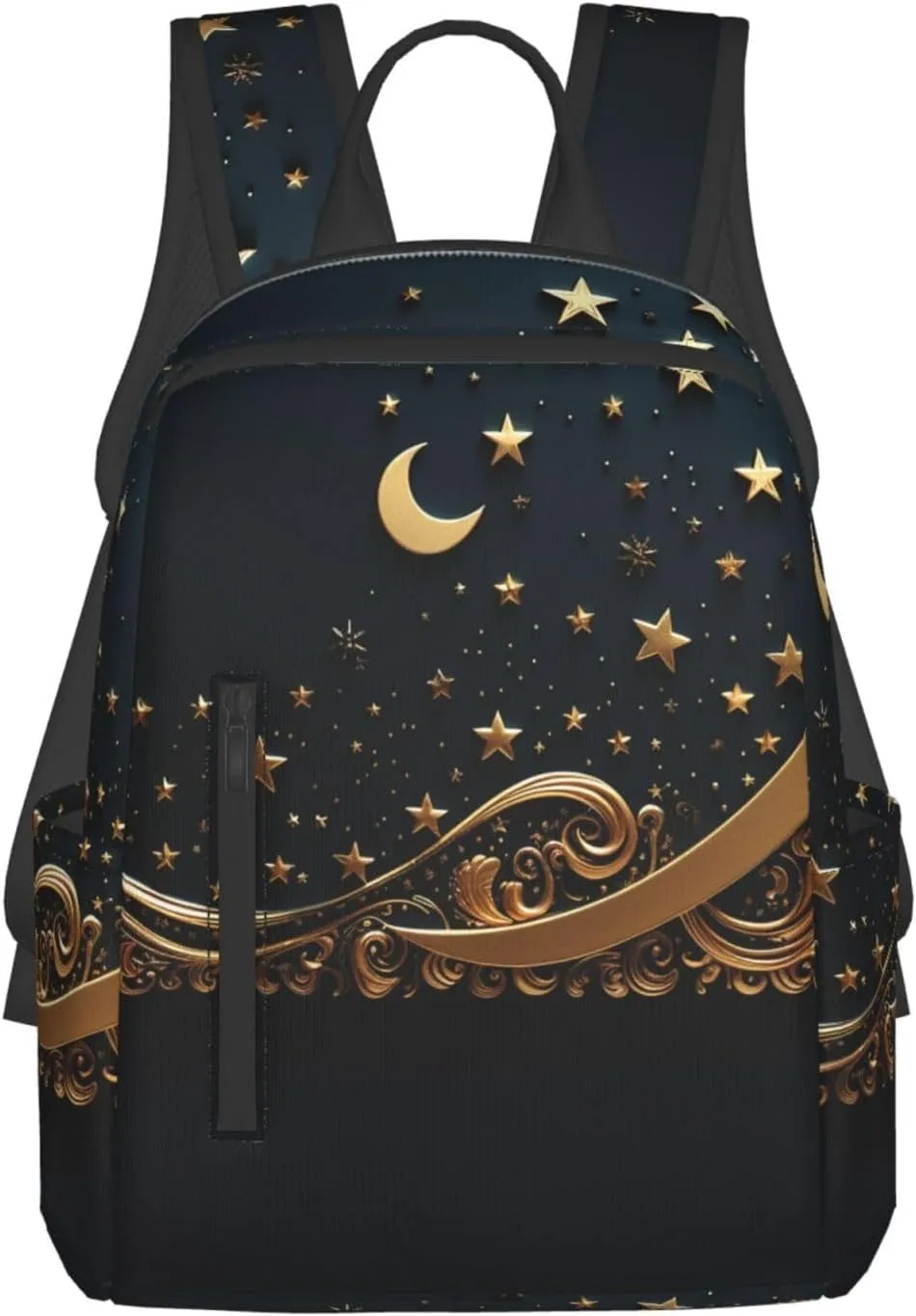 Laptop Backpack Lightweight Hiking Backpack Golden background and crescent moon Weekender Bag Travel Daypack for Women Men