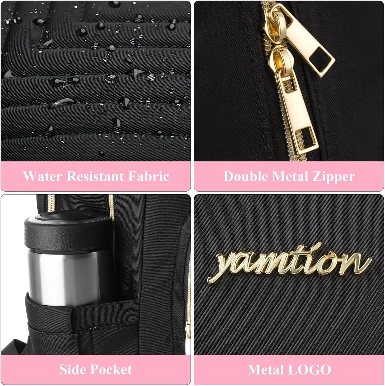 Laptop Backpack Women,School Backpack for Women USB Bookbag for Business Work Office College Students Teacher,Black 15.6 inch