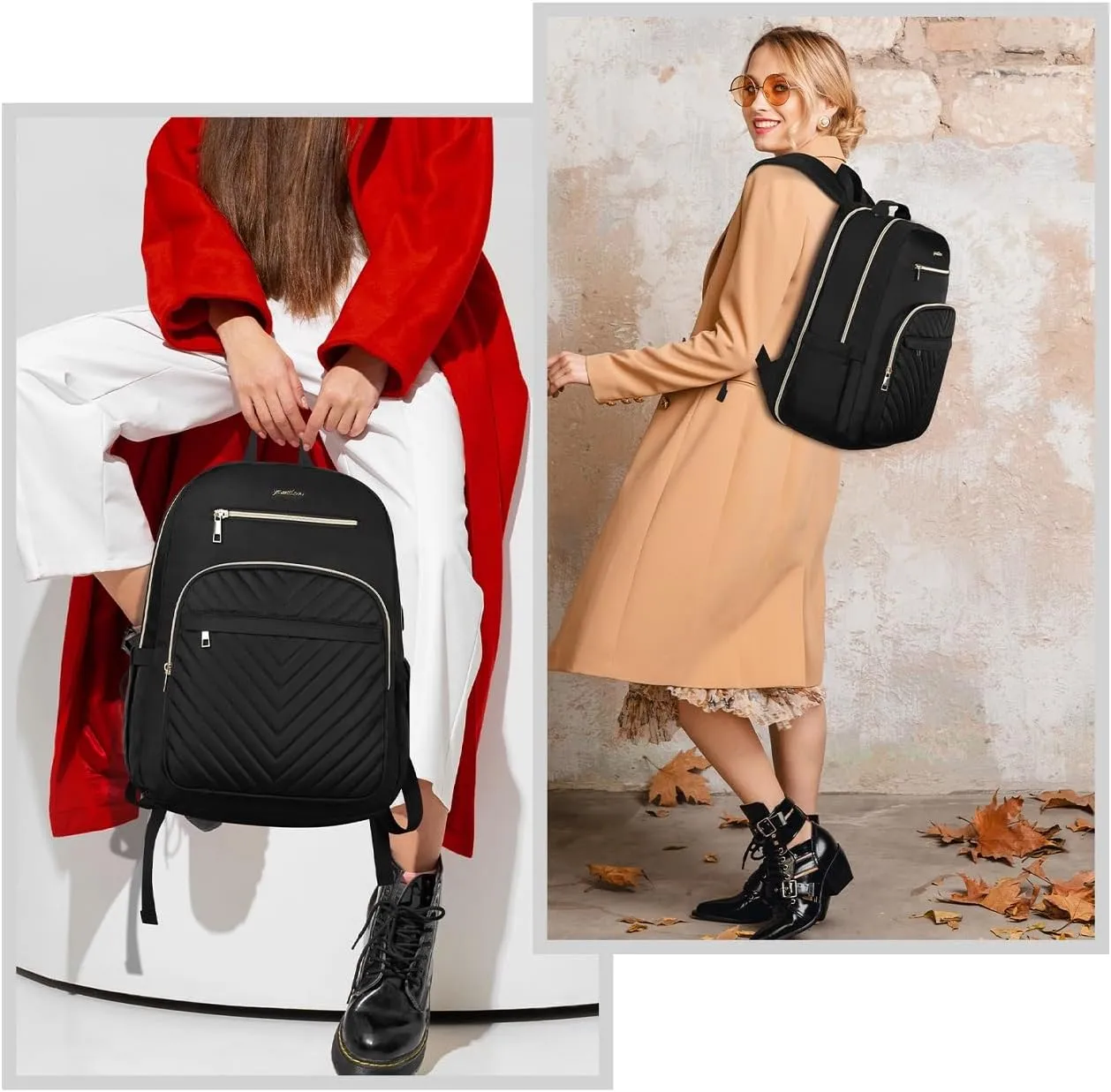 Laptop Backpack Women,School Backpack for Women USB Bookbag for Business Work Office College Students Teacher,Black 15.6 inch