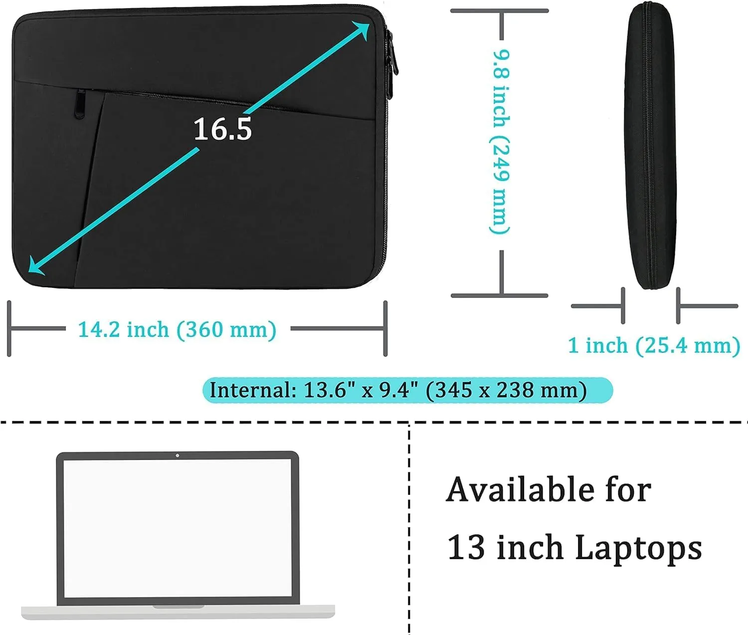 Laptop Case Sleeve 13-13.3 inch, Protective Laptop Carrying Cover Handbags Computer Bag Compatible with MacBook Pro 14 Inch,MacBook Air, Notebook Bag with Front Pocket, Black
