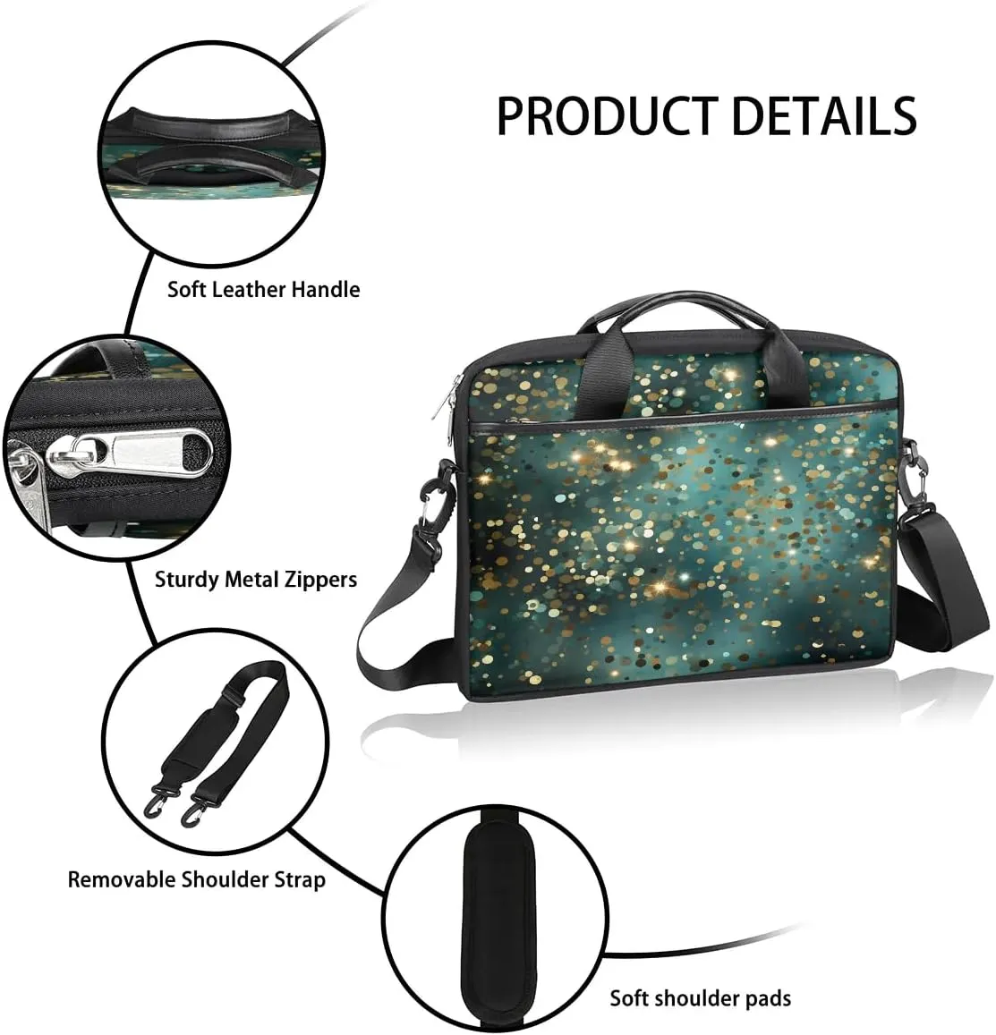 Laptop Shoulder Bag for 13-15 Inch Waterproof Laptop Sleeve Case Bag Slim Computer Carry Case Computer Cases for Laptops