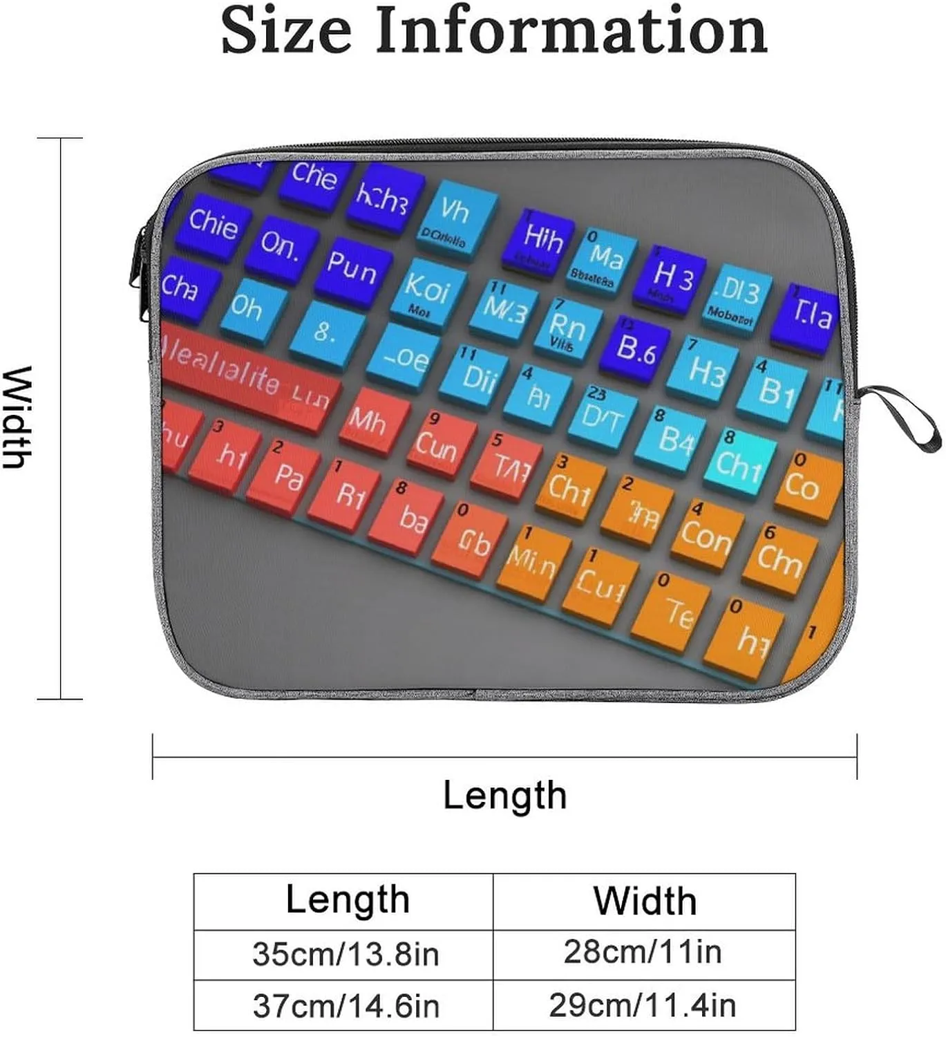 Laptop Sleeve Bag 14inch Slim Computer Carrying Bag Chemical Periodic Table Laptop Protective Case Briefcase Handbag