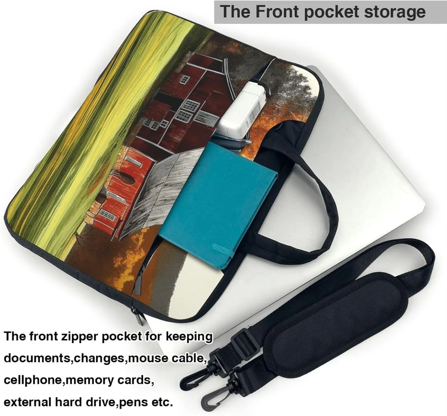Laptop Sleeve Bag Shockproof Notebook Case Barn Computer Carrying Case with Shoulder Strap 15.6 inch