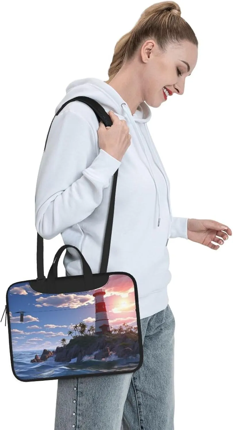 Laptop Sleeve Bag Shockproof Notebook Case Navigation Lighthouse Computer Carrying Case with Shoulder Strap 15.6 inch