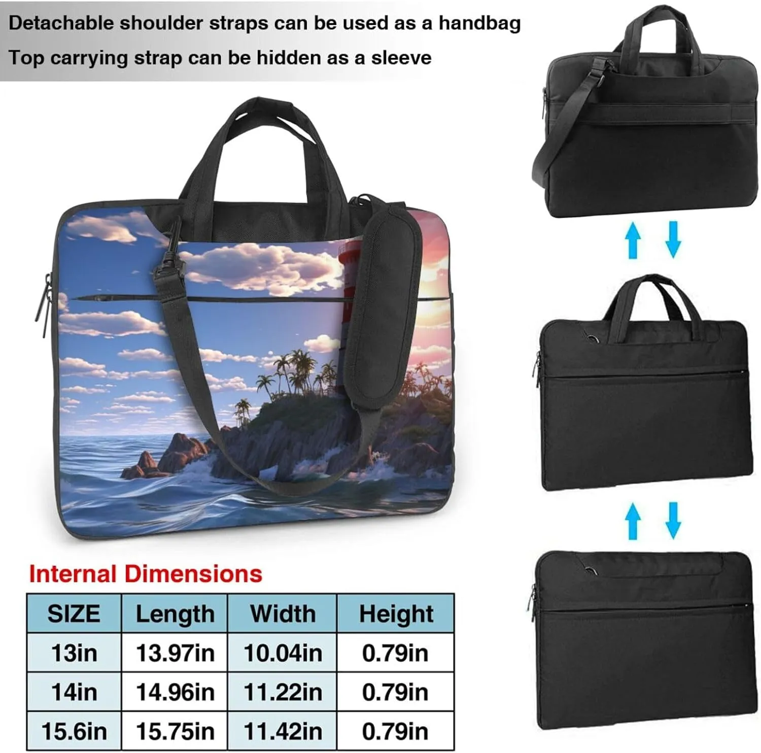 Laptop Sleeve Bag Shockproof Notebook Case Navigation Lighthouse Computer Carrying Case with Shoulder Strap 15.6 inch