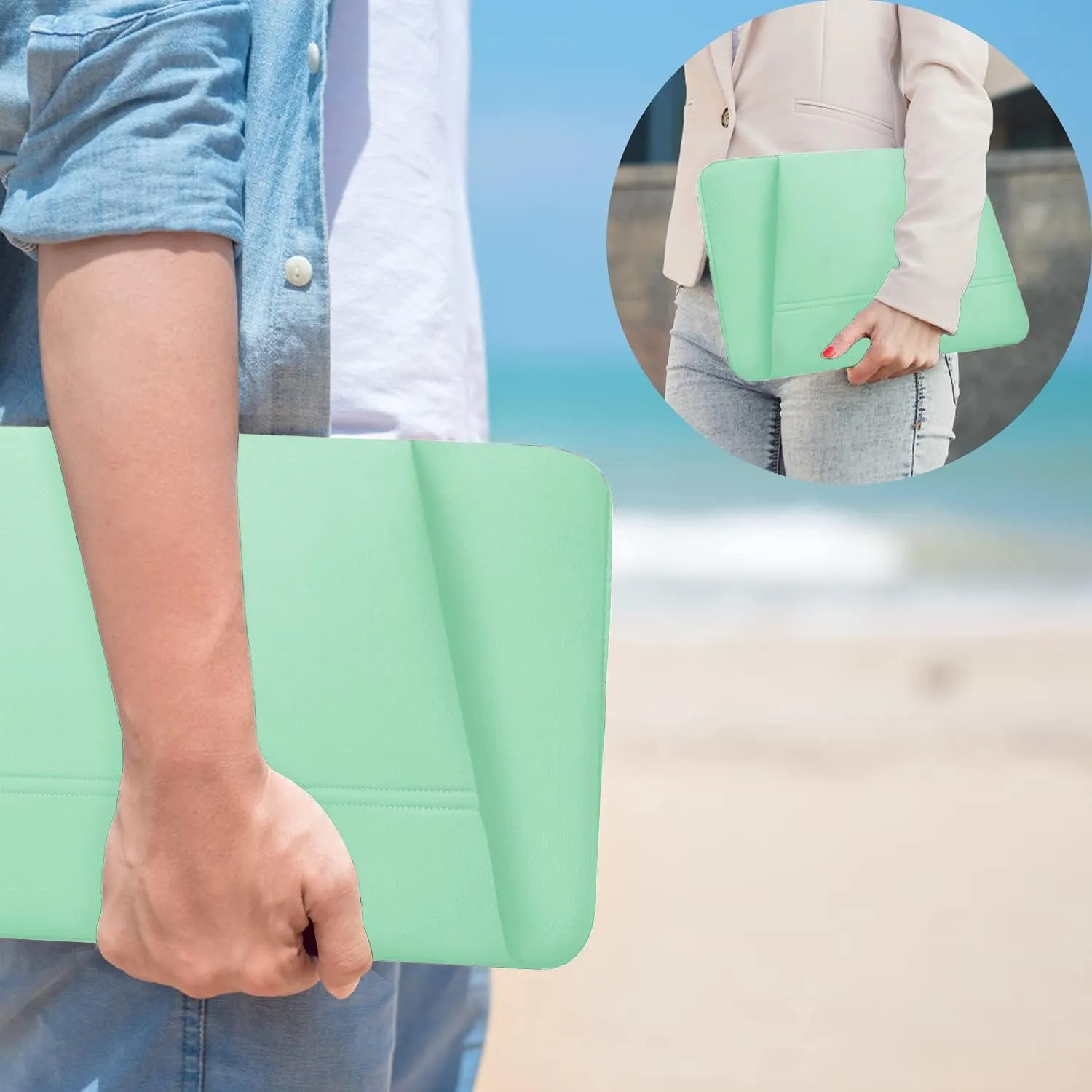 Laptop Sleeve Case 15.6 inch, Sturdy Portable Monitor Computer Laptop Case, Carrying Sleeve Bag 15.6'' with Pockets for MacBook PC Mac HP Lenovo Dell Asus Xbox Switch, Light Blue