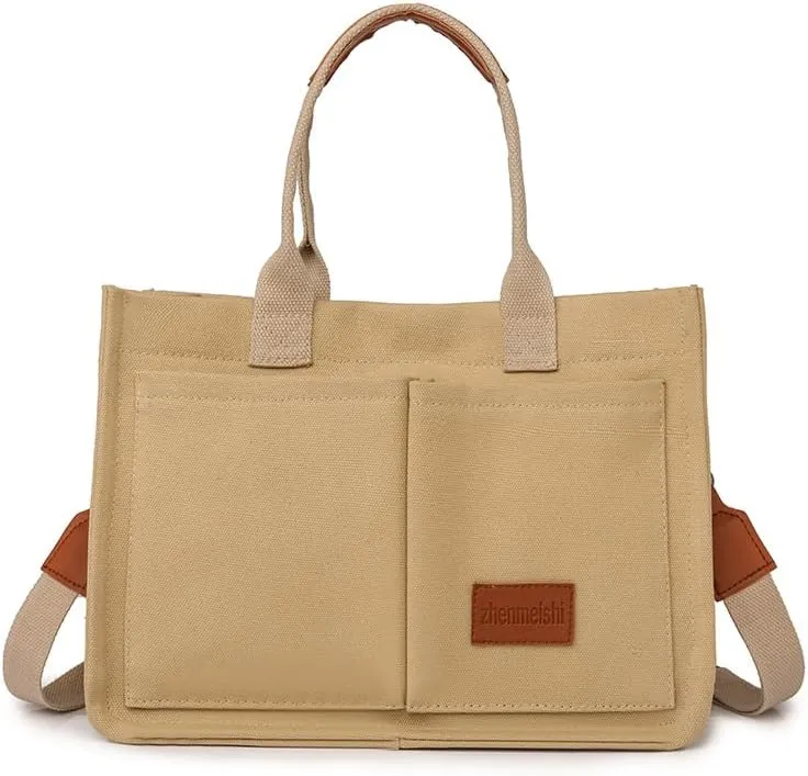 Large Canvas Tote Bag for Women, Computer Bags for Laptops for Women, Multiple Pockets Are Suitable for Work