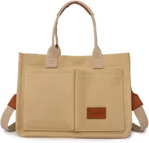 Large Canvas Tote Bag for Women, Computer Bags for Laptops for Women, Multiple Pockets Are Suitable for Work
