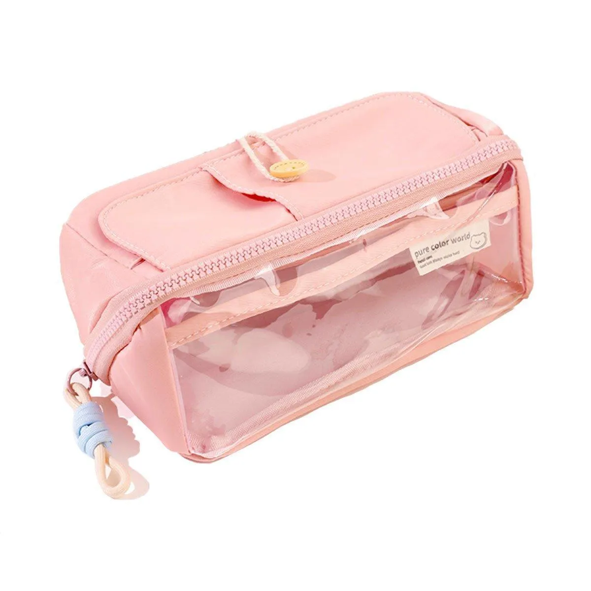Large Capacity Japanese Style Student Stationery Bag Plain Colour Pen Case
