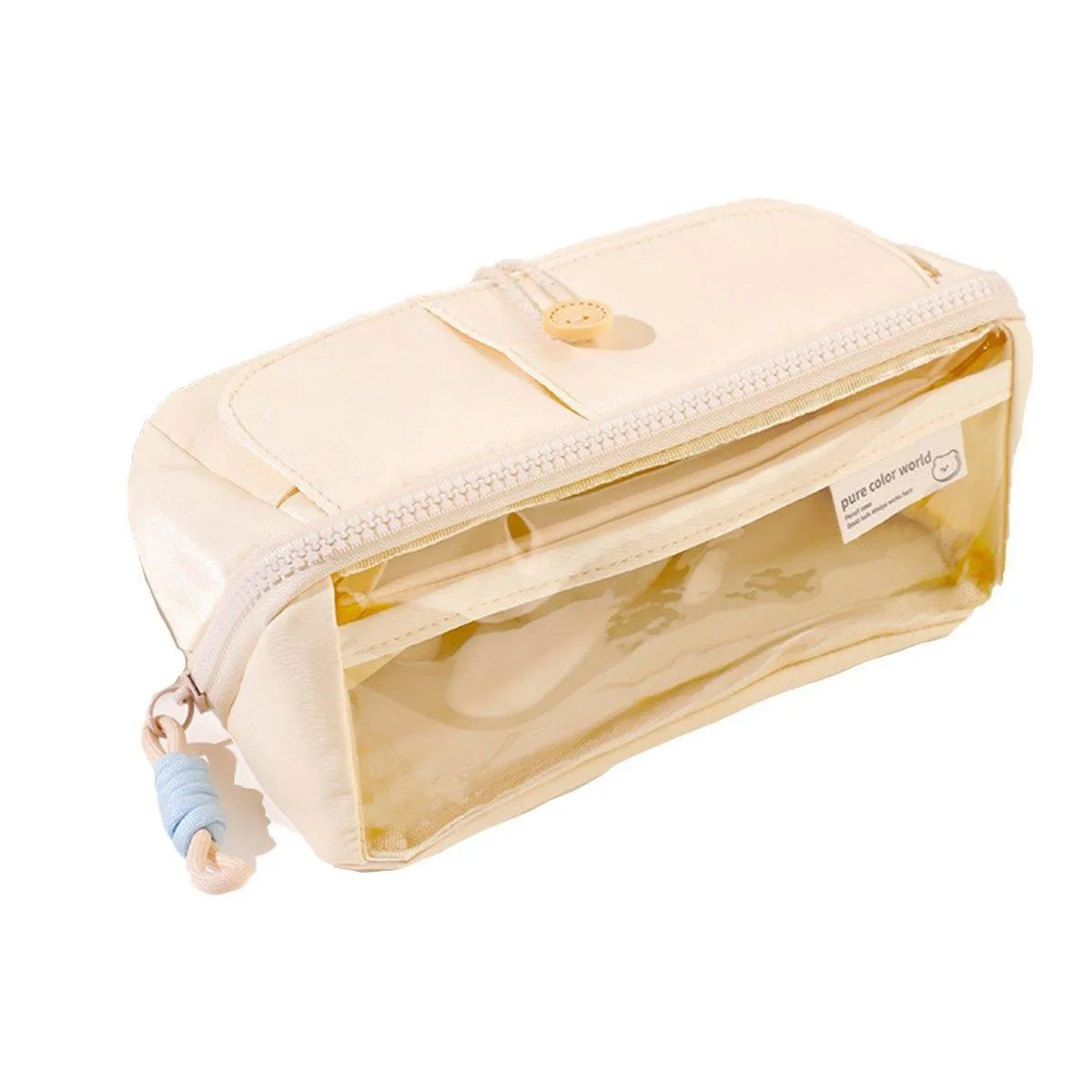 Large Capacity Japanese Style Student Stationery Bag Plain Colour Pen Case