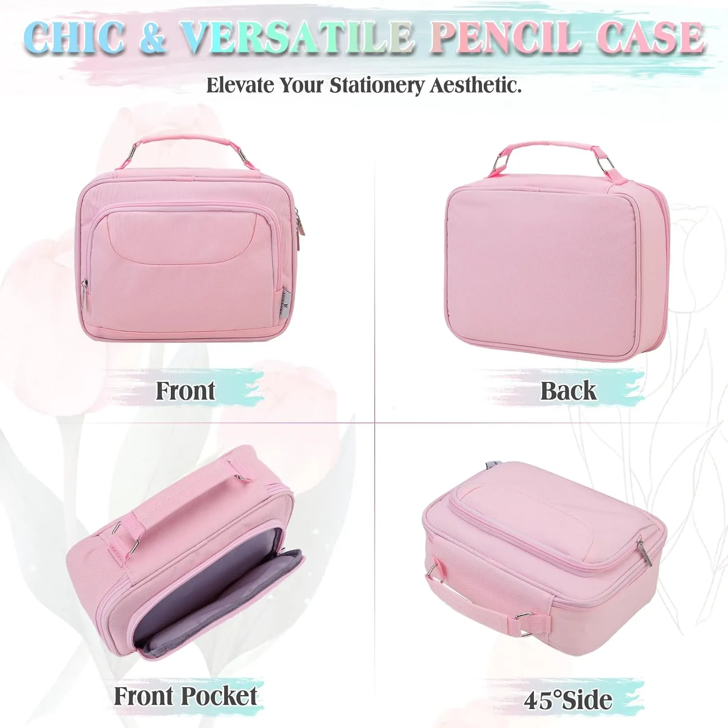 Large Pen Pencil Case,VONXURY High Capacity Art Colored Pencil Pouch Portable Stationery Organizer With 2 Detachable Layers 54 Slots Multiple Zipper Pockets for School Office College
