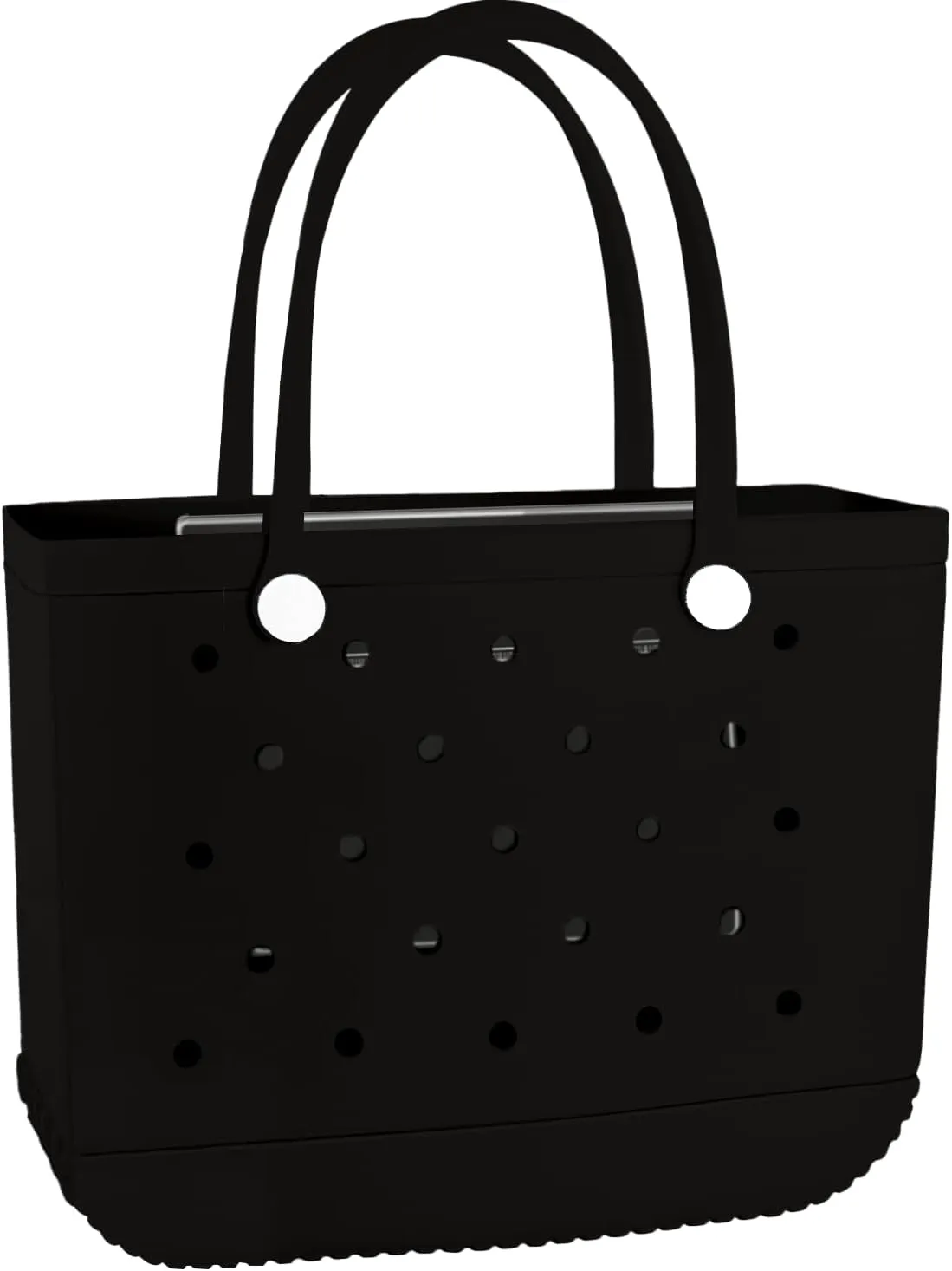 Large Rubber Tote Bag Waterproof Beach Washable Handbag Storage Bags Durable Modern Travel SportsTote Bag Groceries Pool (Black, Large)