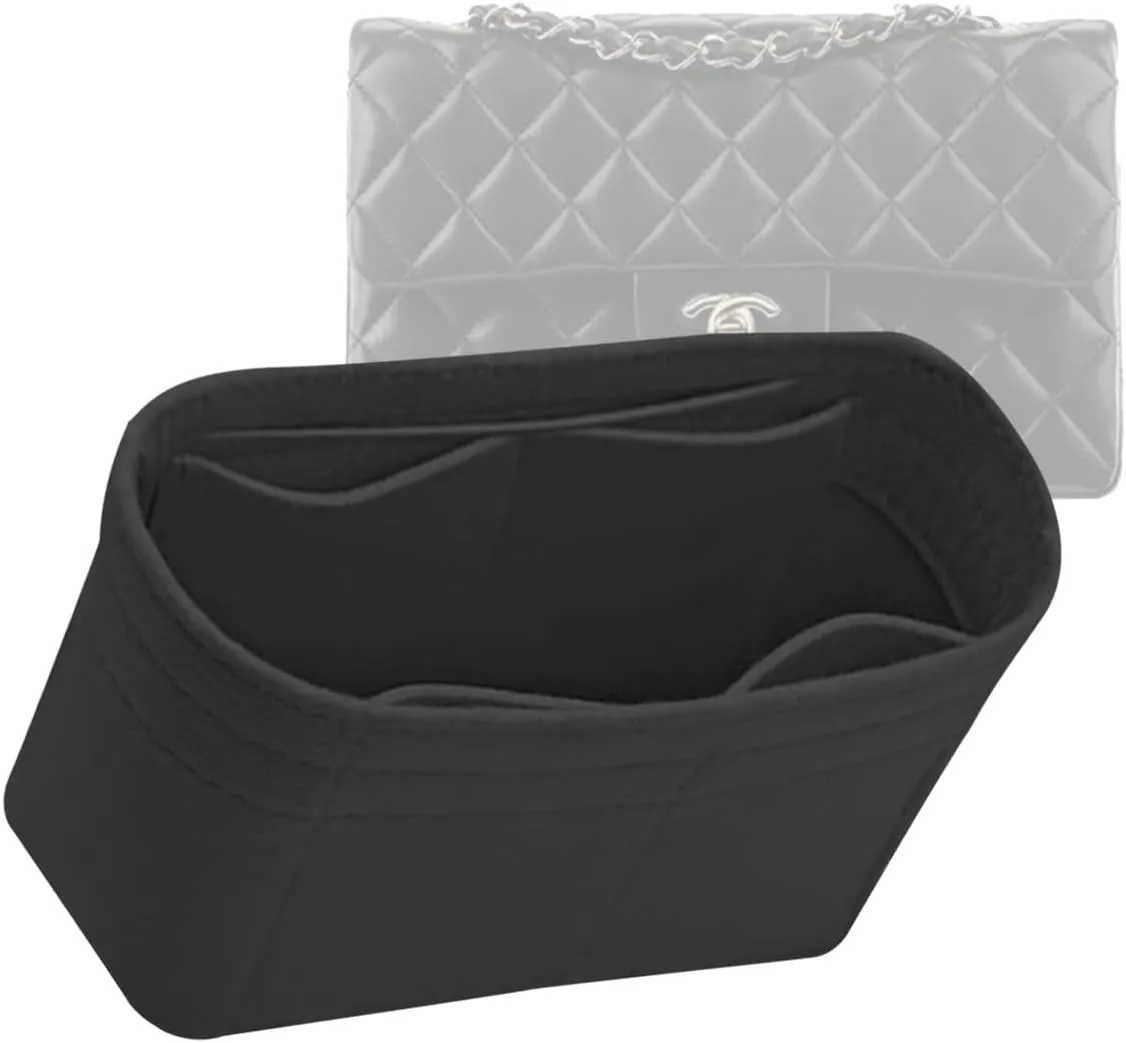 Lckaey Bag Organizer for Chanel bag Classic Flap cf jumbo bag Purse Insert - Handbag Felt Insert Y069black-L