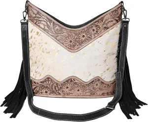 Leather Cross Body Bag Purse for Woman Sling Bag Cowhide Handmade Western Shoulder Bags With Adjustable Strap 12x14 in