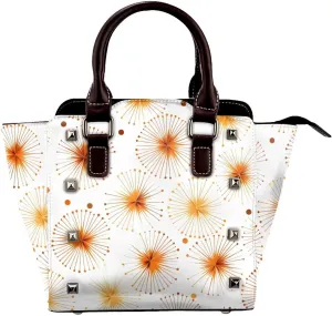Leather Shoulder Bag for Women, Dandelion Studded Purse Watercolor Galaxy Crossbody Handbags Punk Hobo Bag with Adjustable Strap