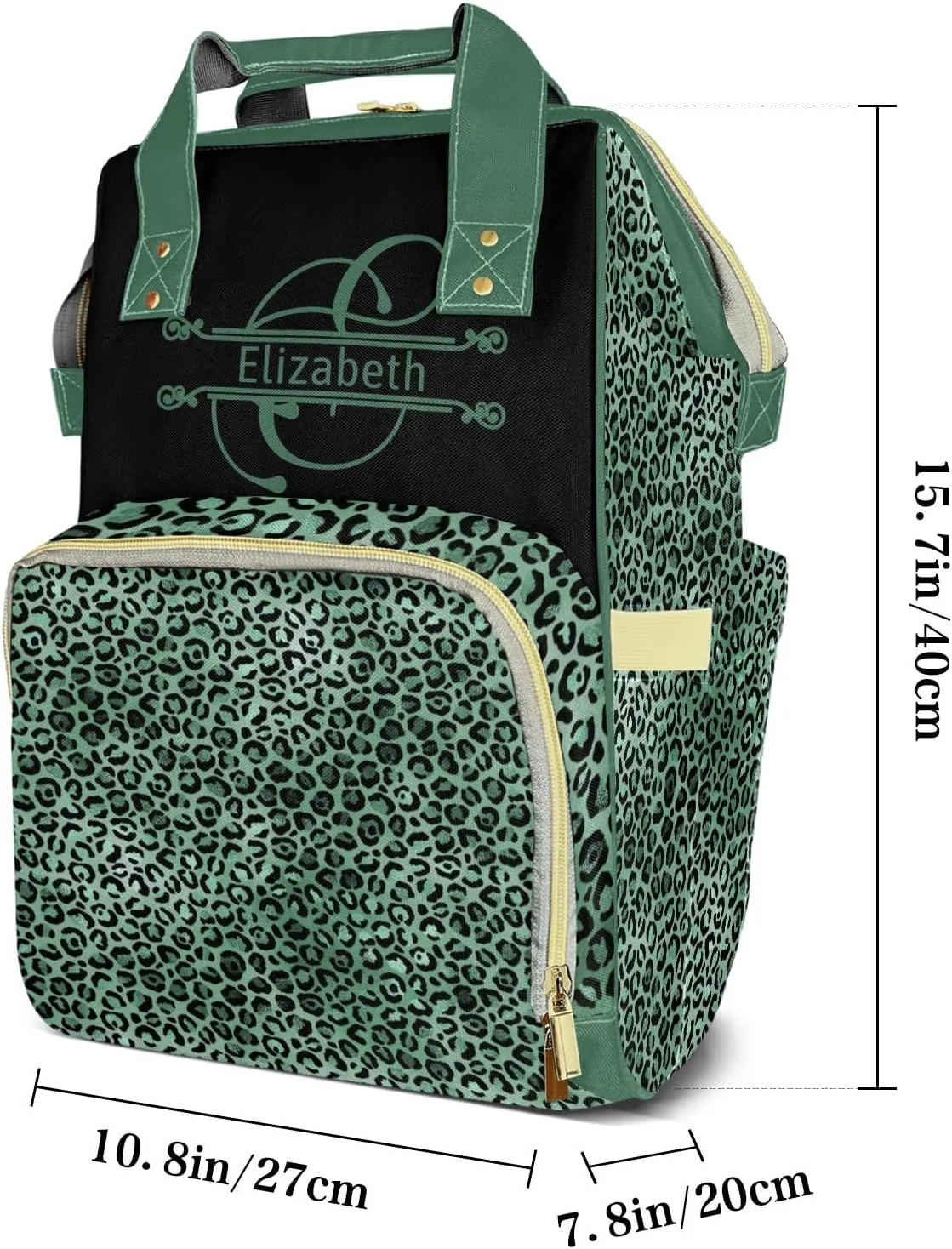 Leopard Print Mummy Bag Custom Personalized with Name Diaper Bag Backpacks Best Present Green