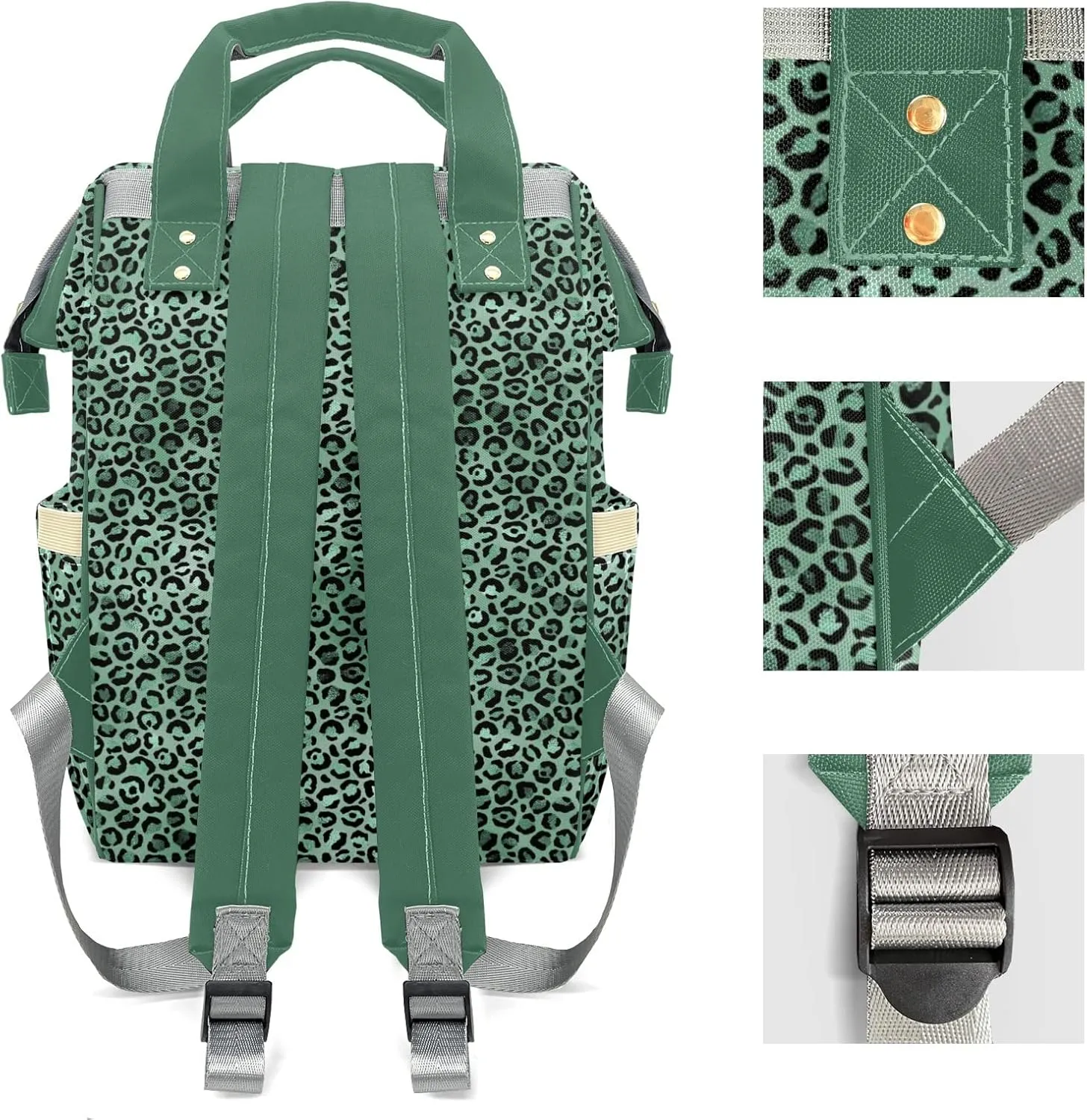 Leopard Print Mummy Bag Custom Personalized with Name Diaper Bag Backpacks Best Present Green