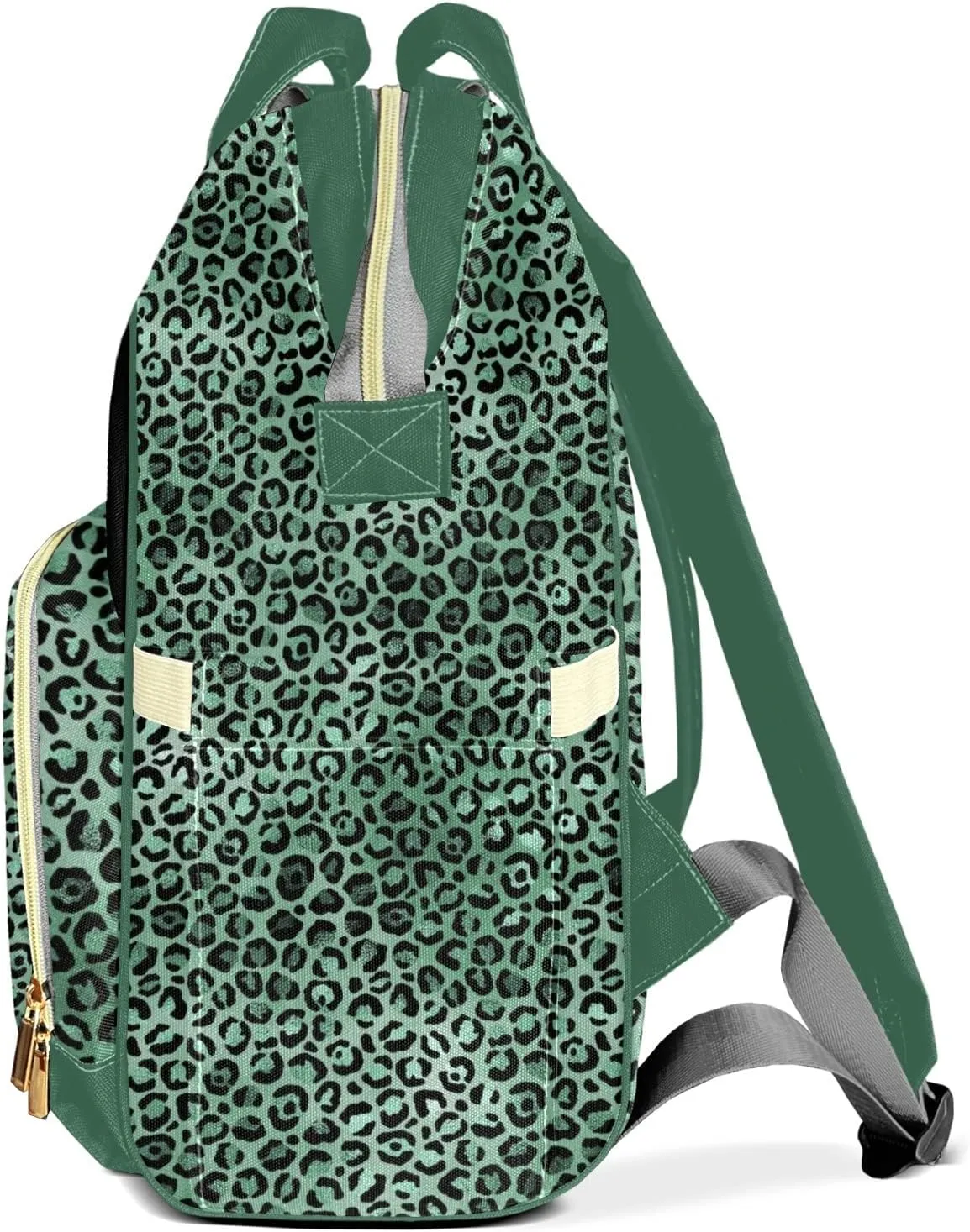 Leopard Print Mummy Bag Custom Personalized with Name Diaper Bag Backpacks Best Present Green