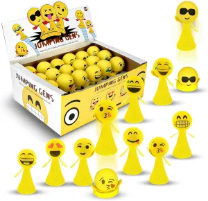 Liberty Imports 24 PCS Jumping Emoticon Popper Spring Launchers LED Light Up Toy Bouncy Party Favors Supplies and Goodie Bag Fillers for Kids, Toddlers (Classic Edition)