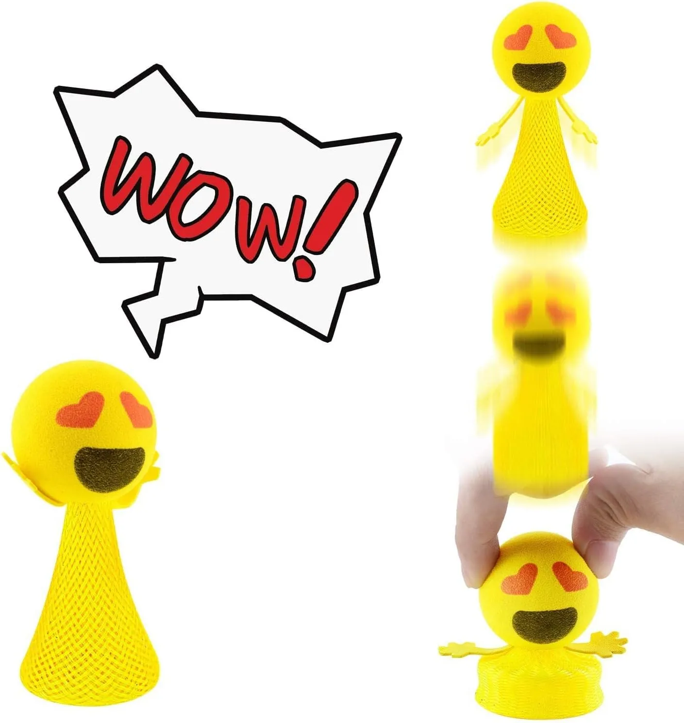 Liberty Imports 24 PCS Jumping Emoticon Popper Spring Launchers LED Light Up Toy Bouncy Party Favors Supplies and Goodie Bag Fillers for Kids, Toddlers (Classic Edition)