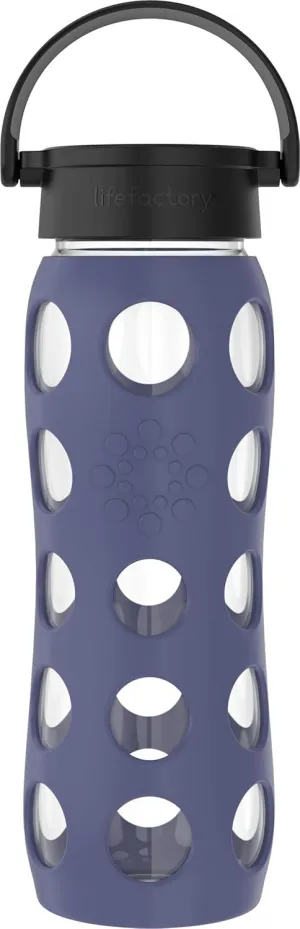 Lifefactory Classic Cap, Dusty Purple 22-Ounce Glass Water Bottle with Protective Silicone Sleeve, 22 Ounce,LG4311BDP4