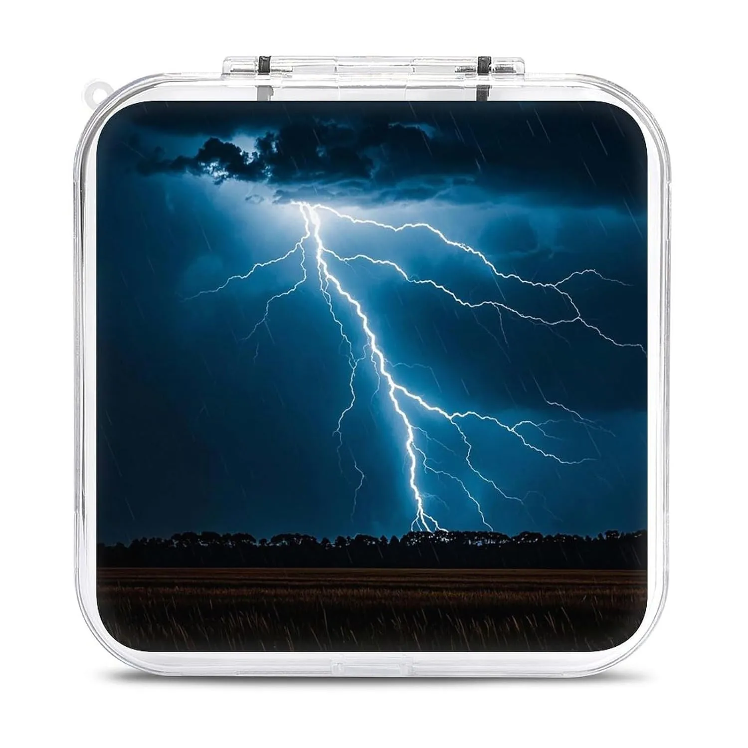Lightning Strikes Thunderstorms Switch Game Case Switch Game Holder Cartridge Case Storage 12 Games & 2 Micro Sd Card Slots, Travel Carry Cases, Portable Games Card Storage, Hard Shell, Buckle Closure