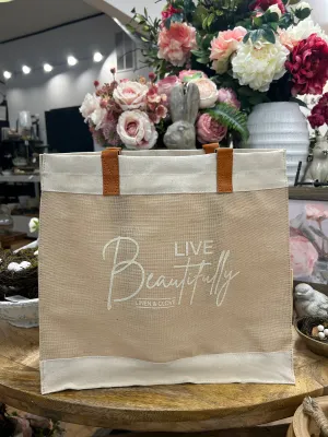 Linen & Clove Jute & Leather Tote