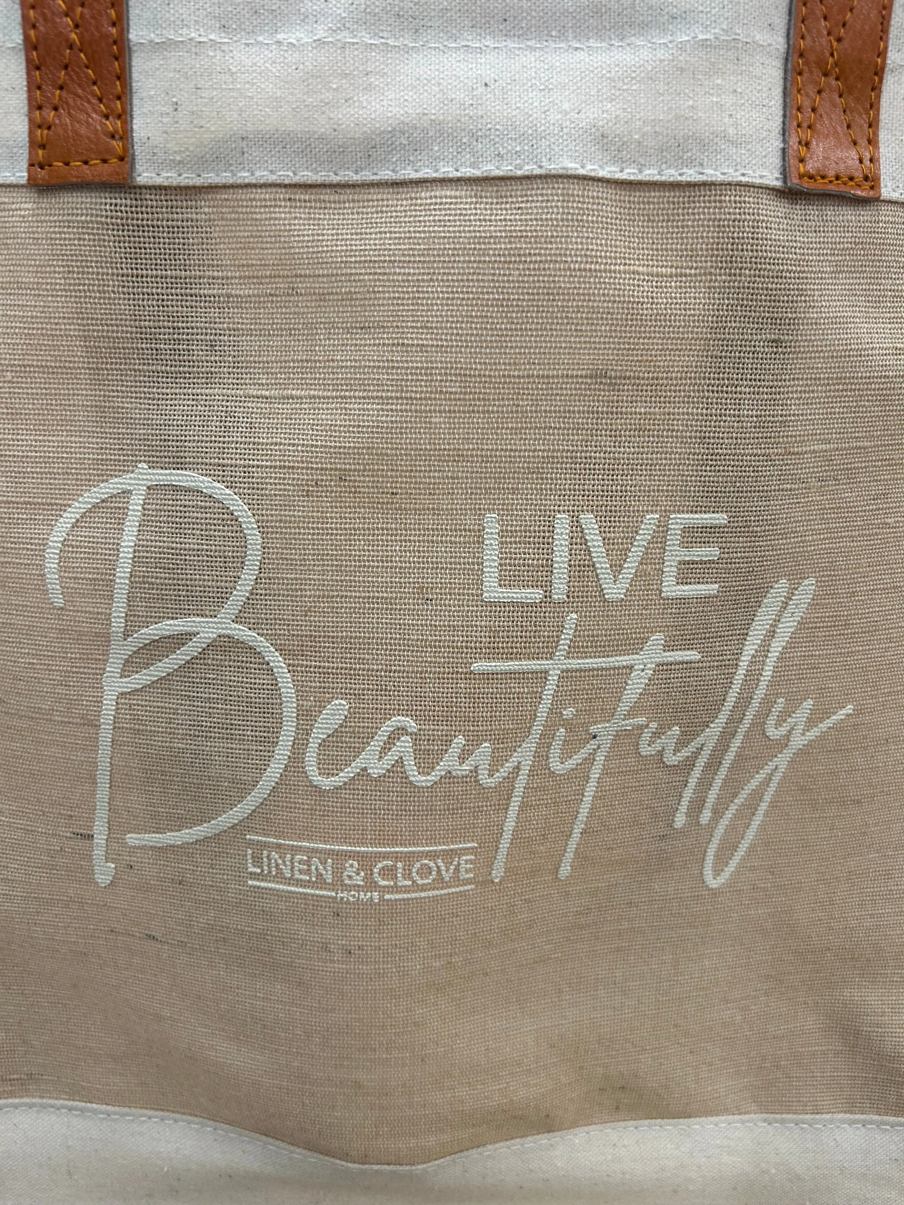 Linen & Clove Jute & Leather Tote