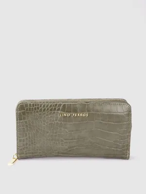 Lino Perros Women Croc Textured Zip Around Wallet