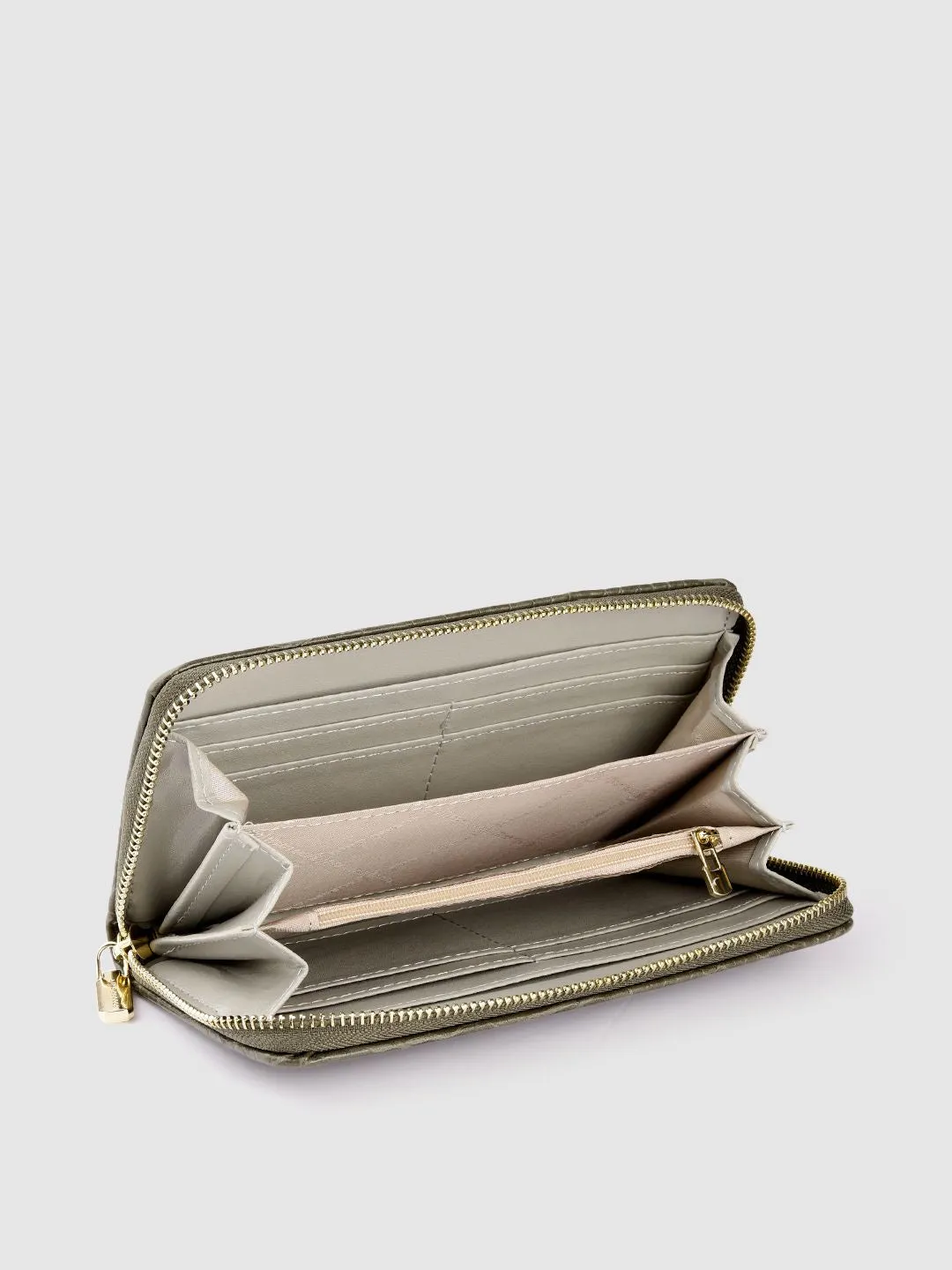 Lino Perros Women Croc Textured Zip Around Wallet
