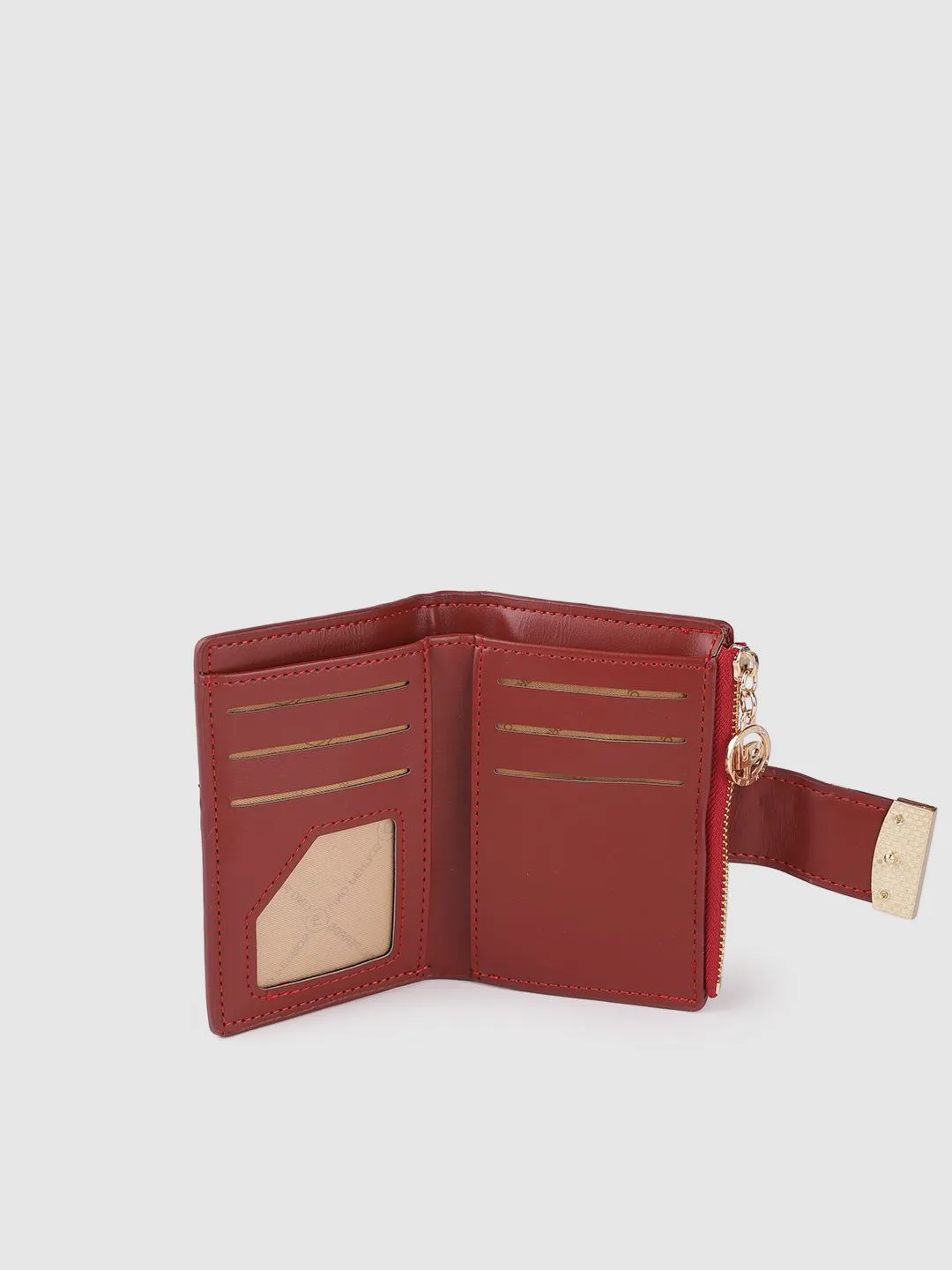 Lino Perros Women Red Animal Printed PU Zip Around Wallet