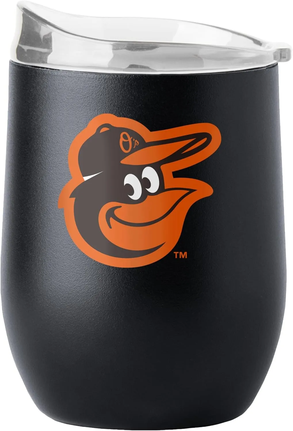 Logo Brands MLB 16oz Flipside Powder Coated Double Wall Insulated Steel Curved Beverage Tumbler (Baltimore Orioles)