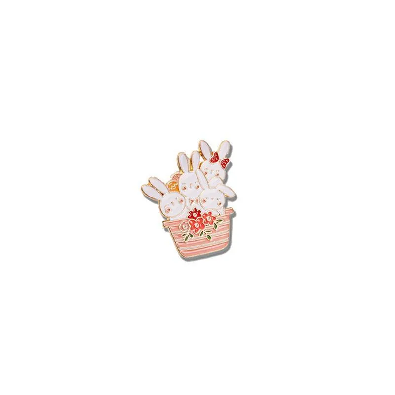 Lovely White Bunny Rabbit Ears Metal Pin Gold Lapel Badge Gift