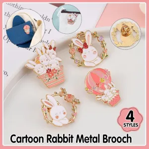 Lovely White Bunny Rabbit Ears Metal Pin Gold Lapel Badge Gift